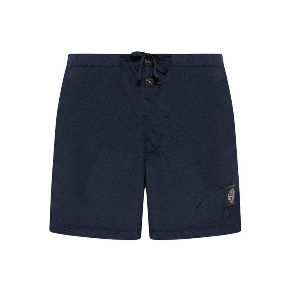 Stone Island Men Navy Blue Compass Logo Swimsuit